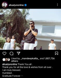 Thank You All !!!  Allu Arjun thanked everyone  with folded hands on his birthday