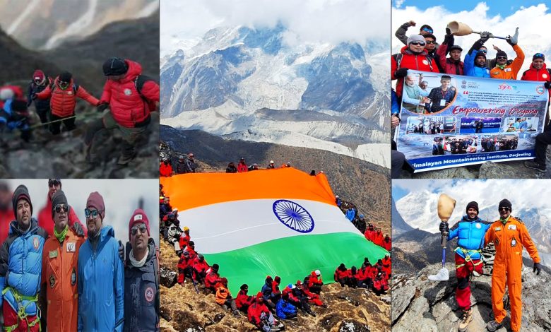 Mr. Uday Kumar (Himalayan Mountaineering Institute) a knee amputee sets world record carrying a largest Indian Flag